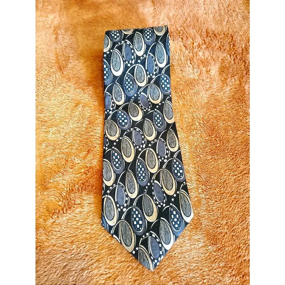Vintage Evan-Picone Dark Swirls 100% Silk Tie